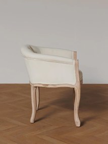 Fotoliu shabby chic crem din bumbac cu structură din lemn de cauciuc, „Valbonne”