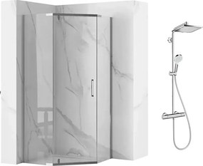 Pachet cabina de dus Rea Axin crom 90x90 si coloana de dus Hansgrohe crometta crom