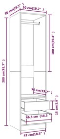 Sifonier cu sertare, gri sonoma, 50x50x200 cm, lemn prelucrat sonoma gri, 1