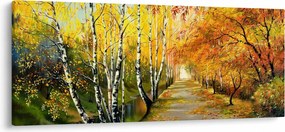 Tablou - Alee romantică de-a lungul apei, pictură în ulei (120x50 cm)