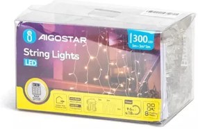 Aigostar - LED Instalație luminoasă de Crăciun pentru exterior 300xLED/8 funcții 3xAA 6x3m IP44 alb cald