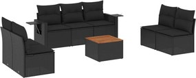 vidaXL Set mobilier de grădină cu perne, 8 piese, negru, poliratan