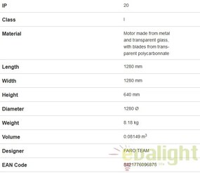 Ventilator cu telecomanda ETERFAN negru lucios/ transparent 32002