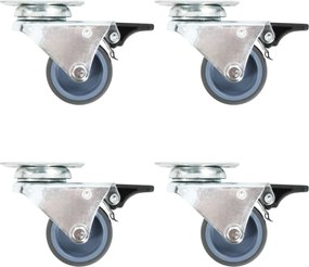 vidaXL Roți pivotante duble cu frâne duble, 4 buc., 50 mm