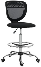 Vinsetto Scaun de birou ergonomic din plasă, scaun de desen, înălțime și suport pentru picioare reglabile, 59 x 59 x 106-126 cm, negru | Aosom Romania