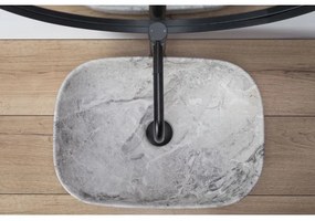 REA-U3800 - Lavoar LIVIA pentru blat, 33,5 x 46,5 cm, ceramică, gri, imitație piatră