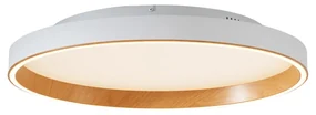 Plafonieră de design albă cu lemn 60cm incl. LED cu comutator cu 3 căi - Ingo