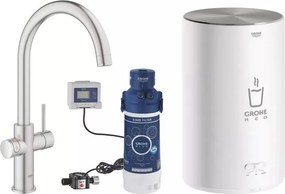 Baterie bucatarie Grohe Red Duo crom periat Supersteel pipa tip C si boiler marimea M