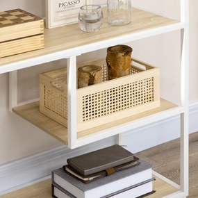 HOMCOM Bibliotecă raft de depozitare cu 7 niveluri cadru din oțel stil industrial 83 x 34 x 180 cm stejar | Aosom Romania