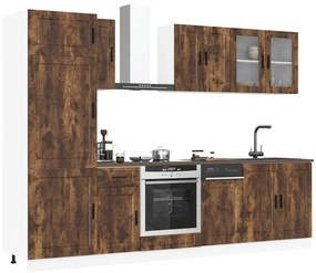 vidaXL Set dulap de bucătărie din 8 piese „Kalmar” stejar afumat Lemn
