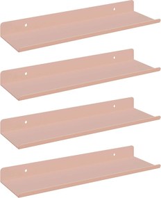 vidaXL Raft suspendat Pe perete 4 pcs Roz 30 x 9 x 2,5 cm Oțel