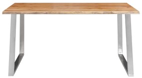 Masa de bucatarie, 160x80x75 cm, lemn acacia  otel inoxidabil 1, 160 x 80 x 75 cm