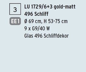 Lustra reglabila design modern de lux Maderno 9L aurie