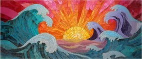 Tablou - Mozaic de valuri (120x50 cm)