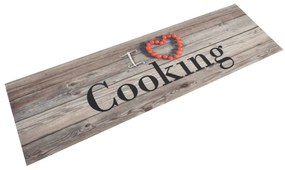 vidaXL Covor de bucătărie lavabil Cooking, gri, 45x150 cm, catifea