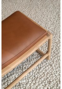 Taburet din piele bovină cu structură din lemn masiv de stejar Gazzda Dedo, gri