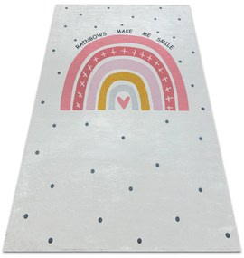 BAMBINO 47810 covor lavabil Curcubeu, puncte pentru copii anti-alunecare - alb / roz