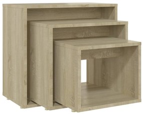 808579 vidaXL Măsuțe suprapuse, 3 buc., stejar sonoma, PAL