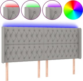 vidaXL Tăblie de pat cu LED, gri deschis, 183x16x118/128 cm, textil