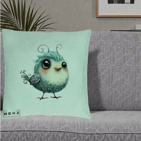 Perna Decorativa Pui Teal cu Aripioare Ornamentale, 40x40 cm, Verde Menta, Husa Detasabila, Perna Inclusa, BEKZ®