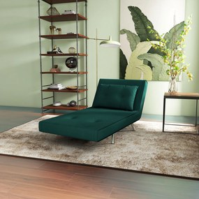 HOMCOM Fotoliu recliner cu funcție de pat, butoane decorative, aspect de pânză, 77 cm x 88 cm x 83 cm, Verde | Aosom Romania