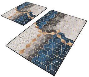 Covorașe de baie albastre/gri 2 buc. 60x100 cm Optic – Mila Home