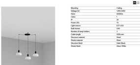 Lustra cu 3 pendule metal TATAWIN S alba