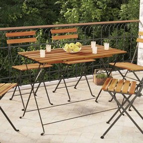 vidaXL Masă bistro pliabilă, 100x54x71 cm, lemn masiv de acacia &amp; oțel