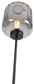 Lampa de podea de design neagră cu sticlă fumurie - Qara