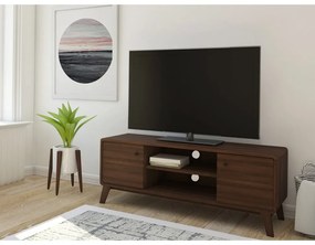 Comodă TV maro cu aspect de lemn de nuc 140x53 cm Caitlin – Støraa
