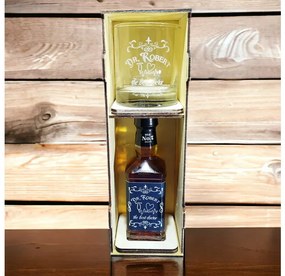 Set pahar personalizat de whisky plus sticla de 200 ml