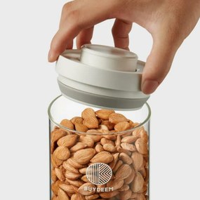 Recipient de sticlă pentru depozitare BUYDEEM CS1004, 600 ml, închidere ermetică, de la -20 °C la 300 °C, potrivit pentru congelator, cuptor cu microunde și cuptor tradițional, alb