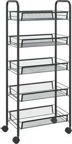 vidaXL Cărucior de bucătărie, 5 niveluri, negru, 46x26x105 cm, fier