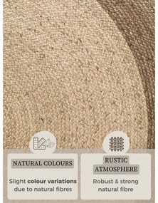 Covor grej reversibil, țesut manual rotund din iută ø 160 cm Jutta Greige – Hanse Home