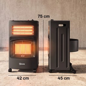 Outsunny Sobă pe gaz portabilă pliabilă 4,2 kW, neagră | Aosom Romania