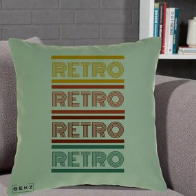 Perna Decorativa RETRO Text Multicolor, 40x40 cm, Verde, Husa Detasabila, Perna Inclusa, BEKZ®