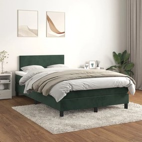 3141176 vidaXL Pat box spring cu saltea, verde închis, 120x200 cm, catifea