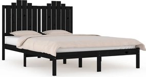 vidaXL Cadru de pat, negru, 200x200 cm, lemn masiv de pin