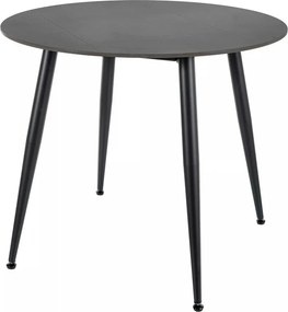 Masa RION, negru mat cu efect de marmura, ceramica/metal, 90x90x76 cm