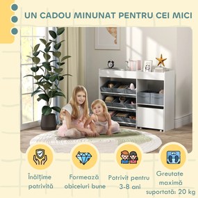 Mobilier AIYAPLAY pentru Jucării pentru Copii cu 11 Coșuri din Țesătură, Dulap și Rafturi, 105x30x80 cm, Alb | Aosom Romania