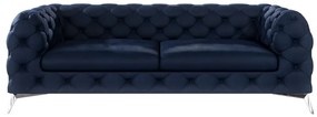 Canapea albastru-închis cu tapițerie din catifea 225 cm Chelsea – Ropez