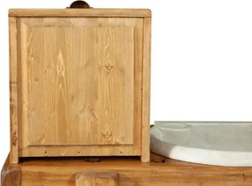 Mobilier de baie, L116 63 H90 cm, 4 sertare, natur, lemn masiv, chiuveta din marmura