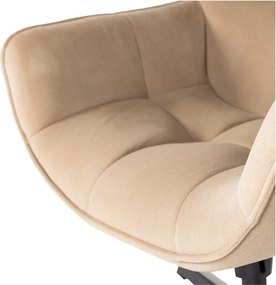 Fotoliu bej pivotant cu tapițerie din catifea Wibo – WOOOD