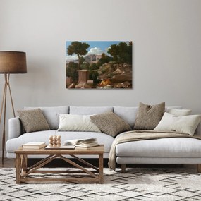 Tablou pe sticlă - Nicolas Poussin, Landscape with Saint John on Patmos, reproducere (70x50 cm)