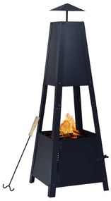 Vatra de foc, negru, 35 x 35 x 99 cm, otel
