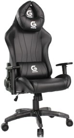 Scaun gaming, ergonomic, masaj pernă lombară, brațe reglabile 2D, piele PU, roți silențioase, rezistent 150 KG, Negru/Alb