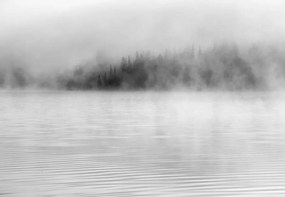 Fototapet- Ceață peste Lac – Alb-Negru