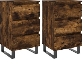 vidaXL Noptiere, 2 buc., stejar fumuriu, 40x35x69 cm, lemn compozit