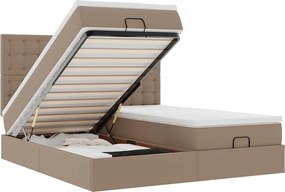 vidaXL Cadru de pat otoman cu saltele Cappuccino piele artificială
