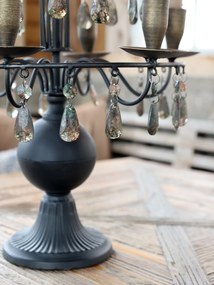 Suport pentru lumânări din metal, cu ornamente, aspect antichizat